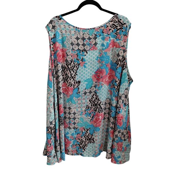Women Within Size 3X Floral Flowy Boho Patchwork Beachy Resort Tank Top - Picture 3 of 8
